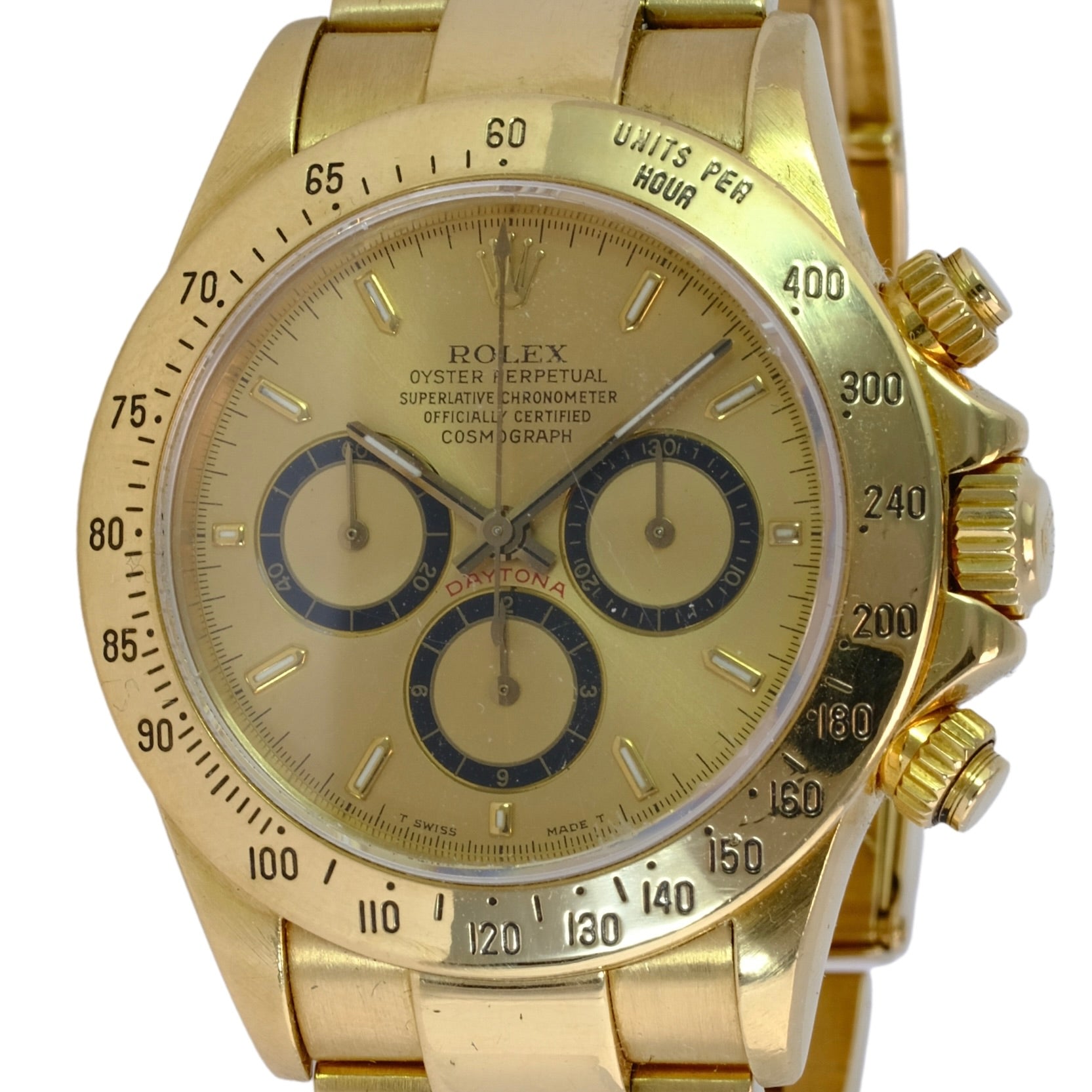 VINTAGE ROLEX DAYTONA 18K YELLOW GOLD CHAMPAGNE DIAL WATCH
