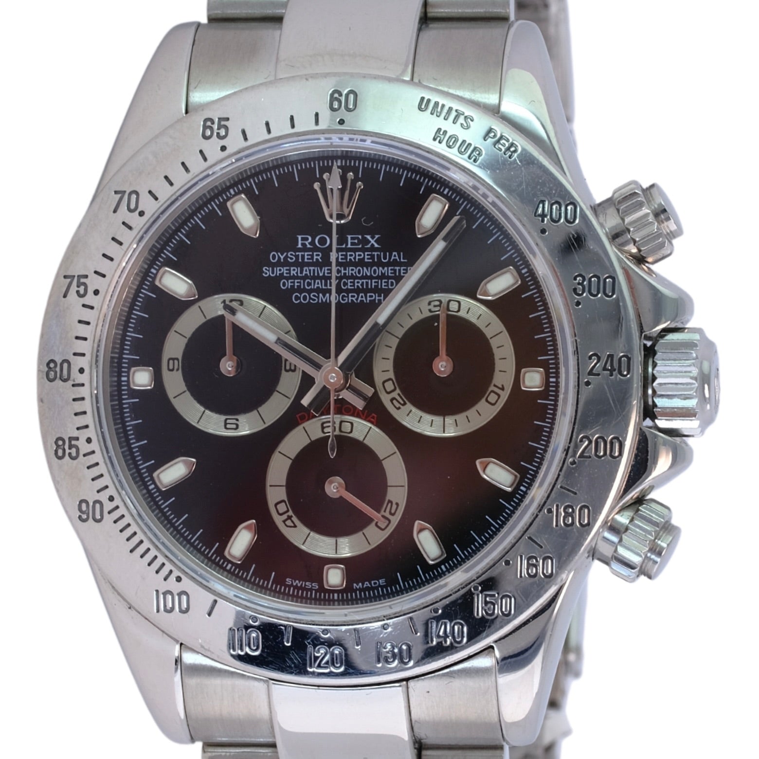 VINTAGE ROLEX DAYTONA STEEL BLACK DIAL WATCH