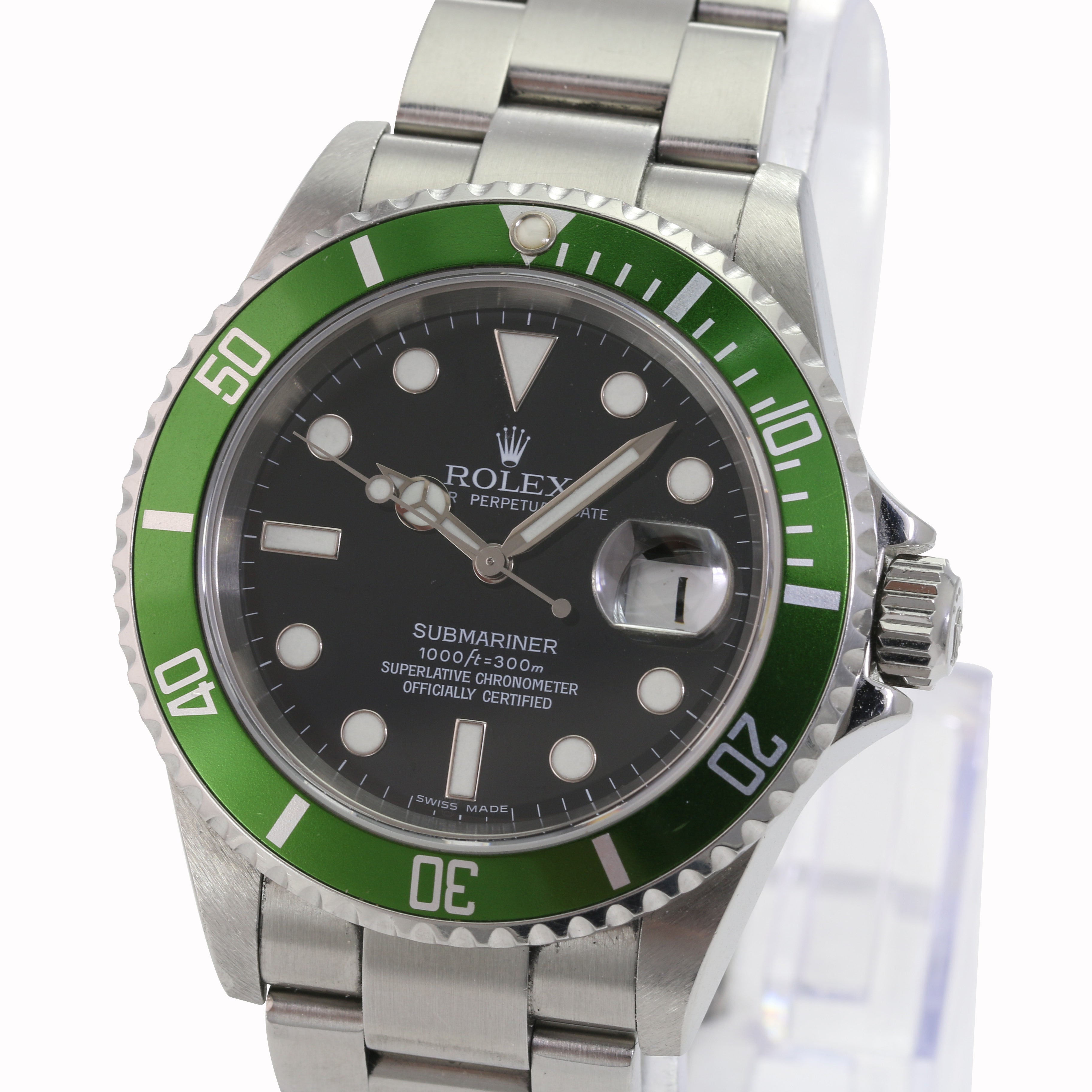 VINTAGE ROLEX SUBMARINER 'KERMIT" BLACK DIAL GREEN INSERT WATCH