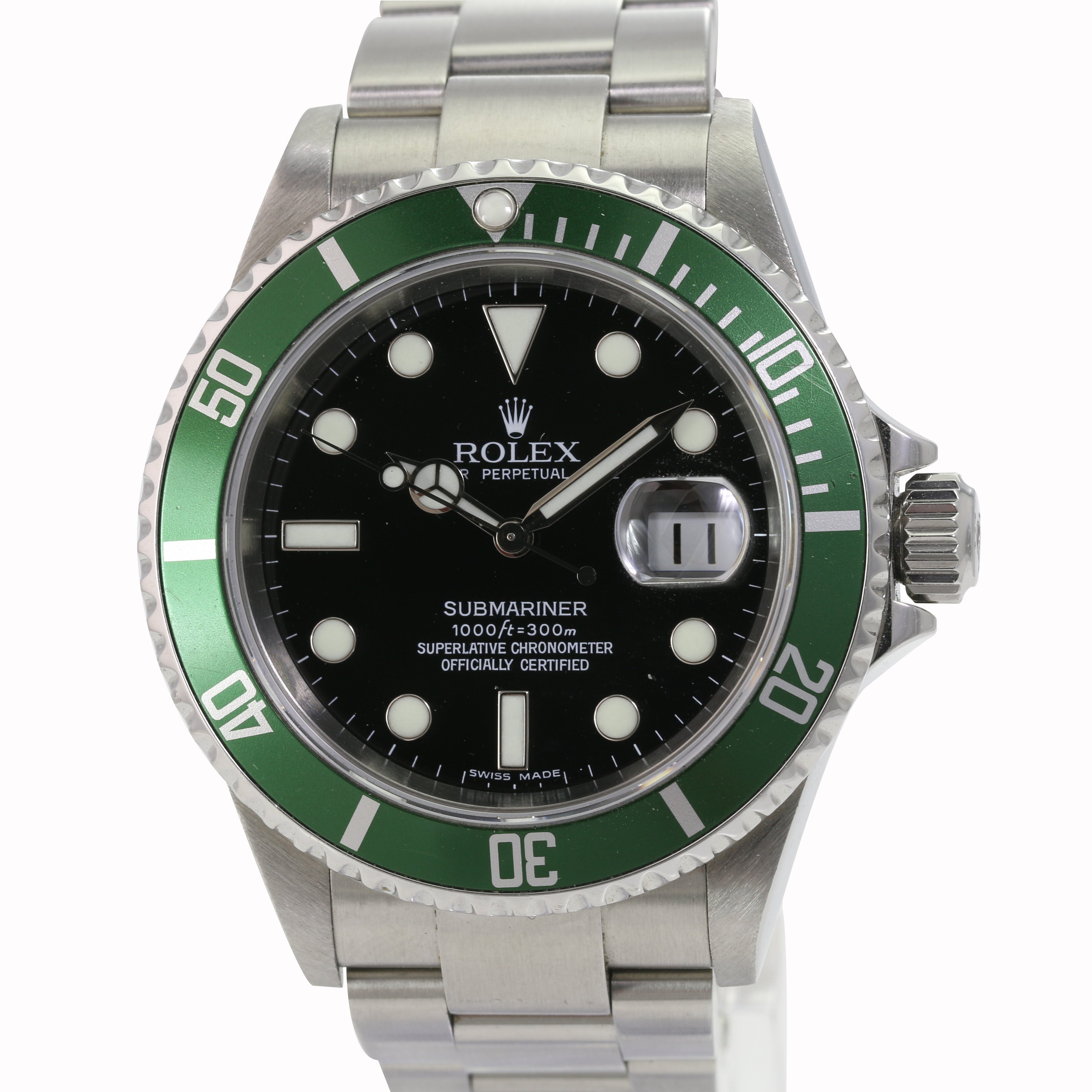 VINTAGE ROLEX SUBMARINER 'KERMIT" BLACK DIAL GREEN INSERT WATCH