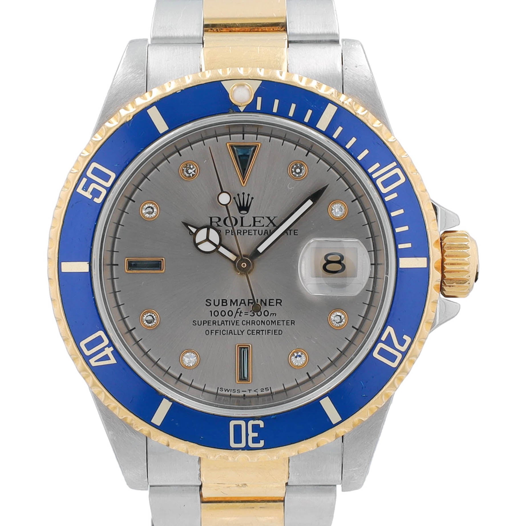 Rolex Submariner 16613 Grey Serti w/ Box & Paper YR:1996