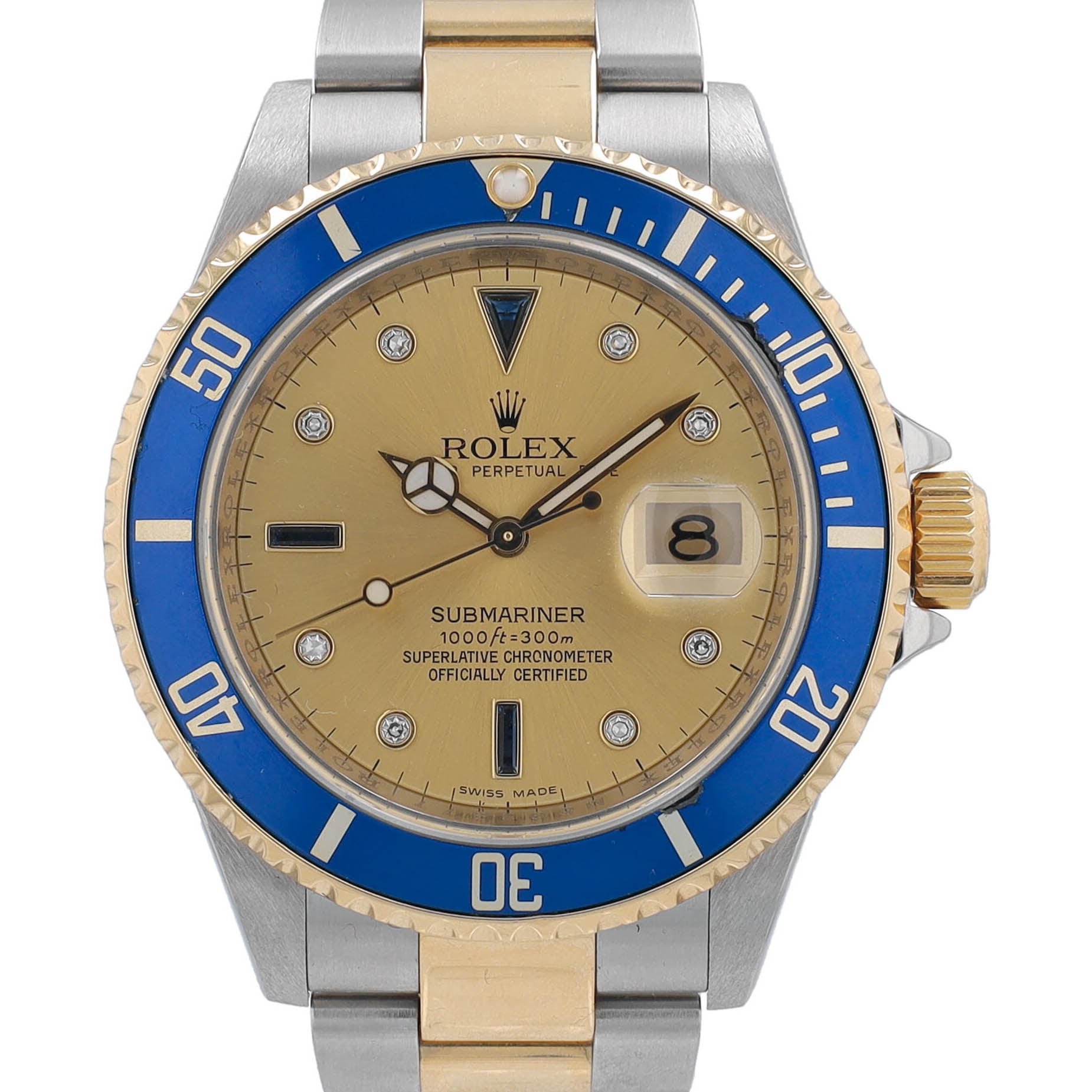 Rolex Submariner 16613 Champagne Serti w/ Box & Paper YR:2008