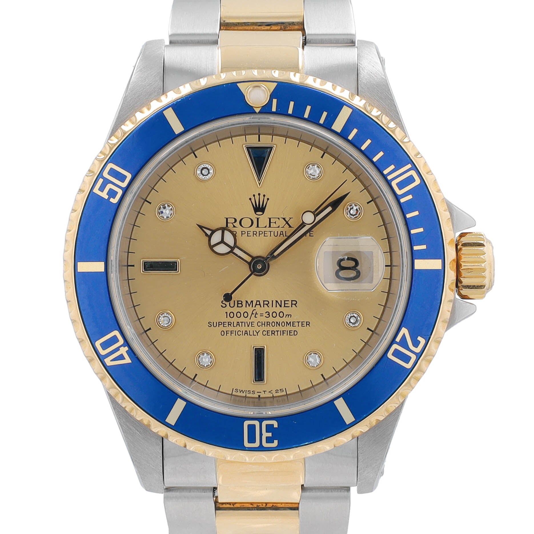 Rolex Submariner 16613 Champagne Serti w/ Box & Paper YR:1999