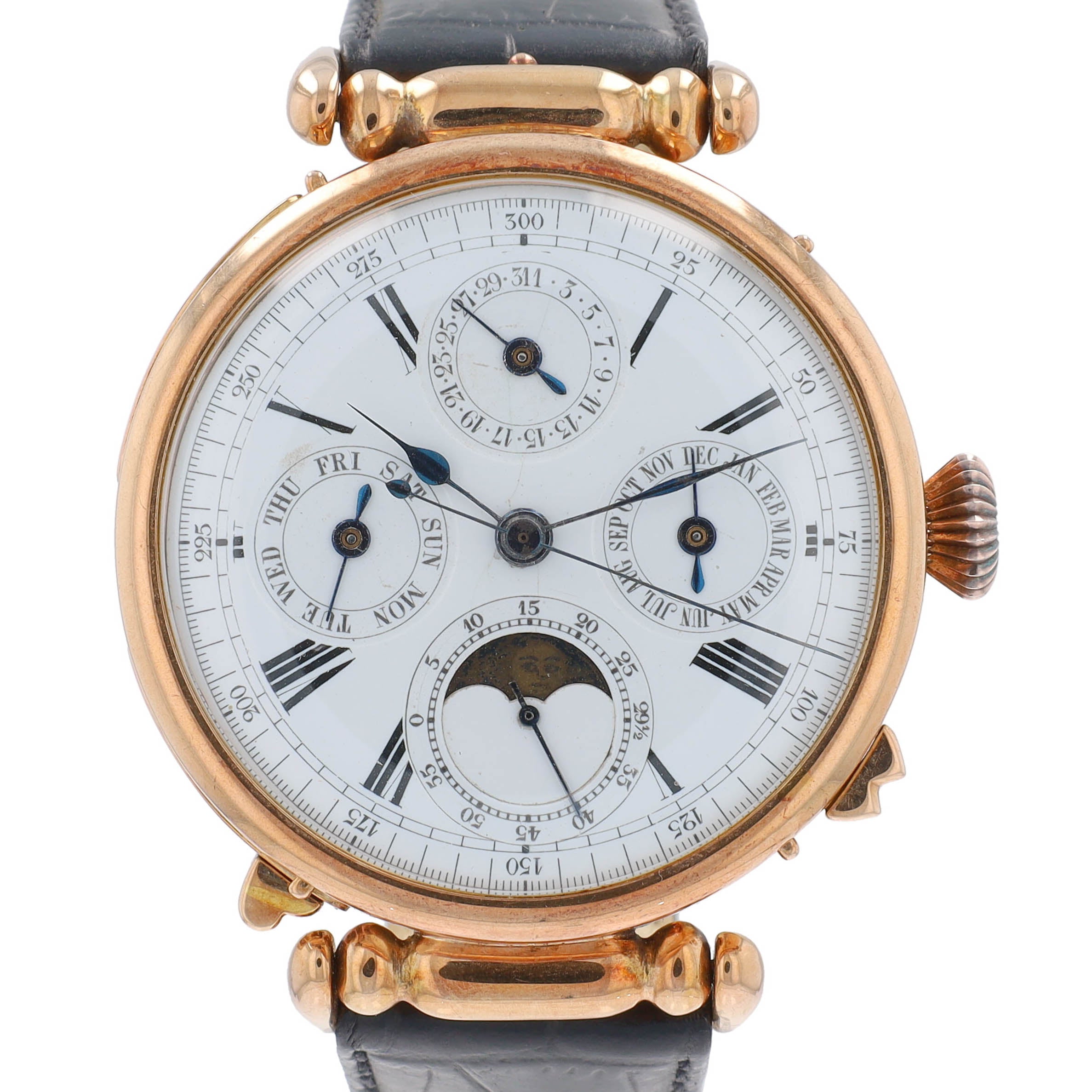 Vintage 18K Yellow Gold Chronograph Repeater Compass Watch