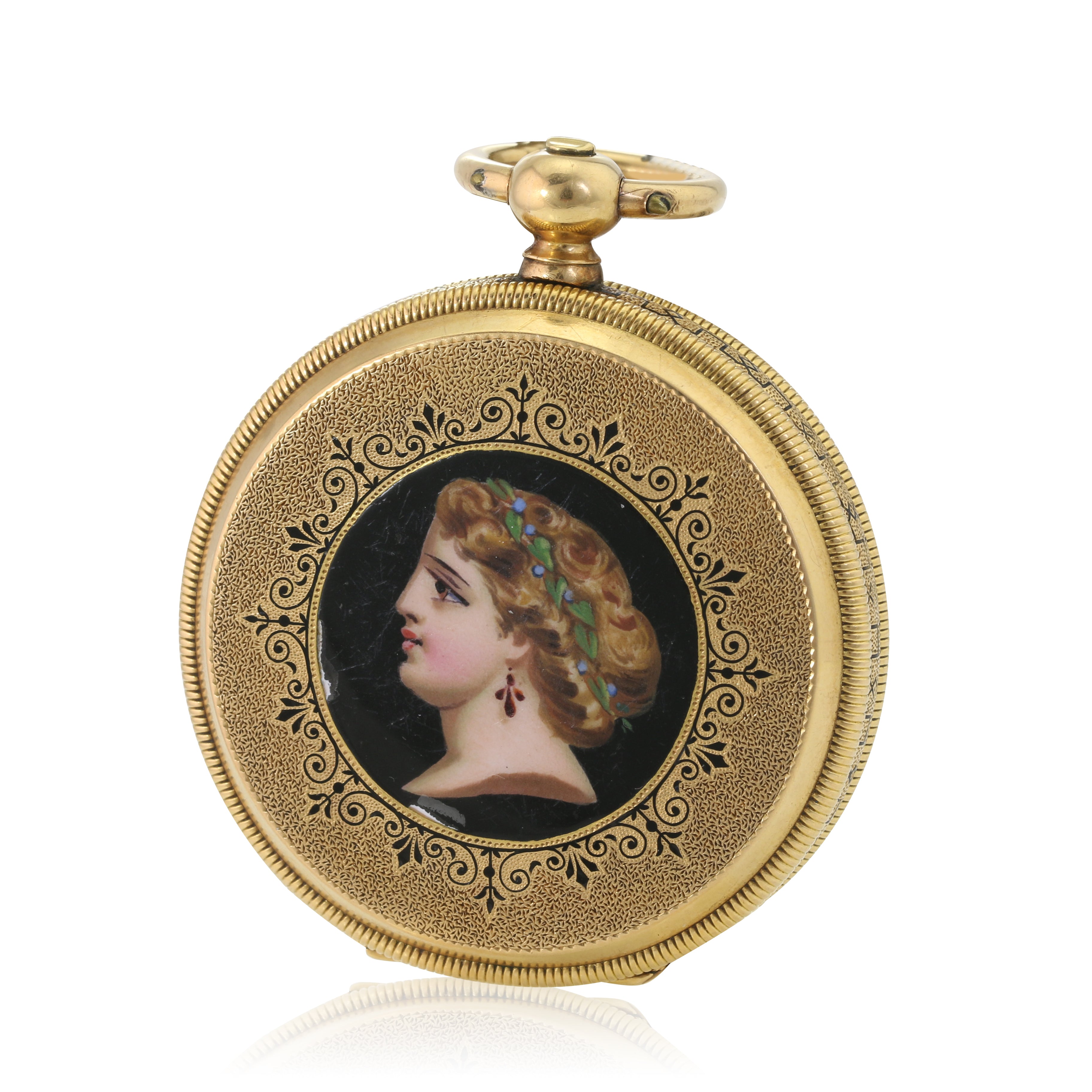 Antique Chase Jacot Solid 18KY Gold Enamel-Oyster Full Hunter Pocket Watch - TP Collections
