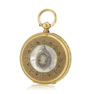 Antique Chase Jacot Solid 18KY Gold Enamel-Oyster Full Hunter Pocket Watch - TP Collections