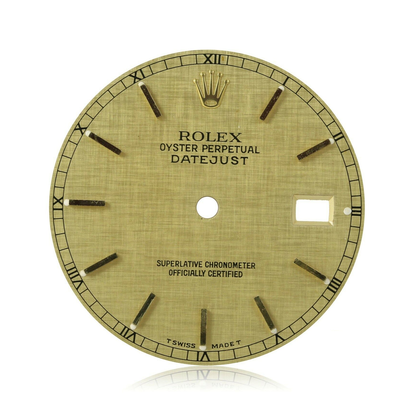 Original Rolex Champagne Linen Roman Track Dial Datejust 36mm Mens Two-Tone