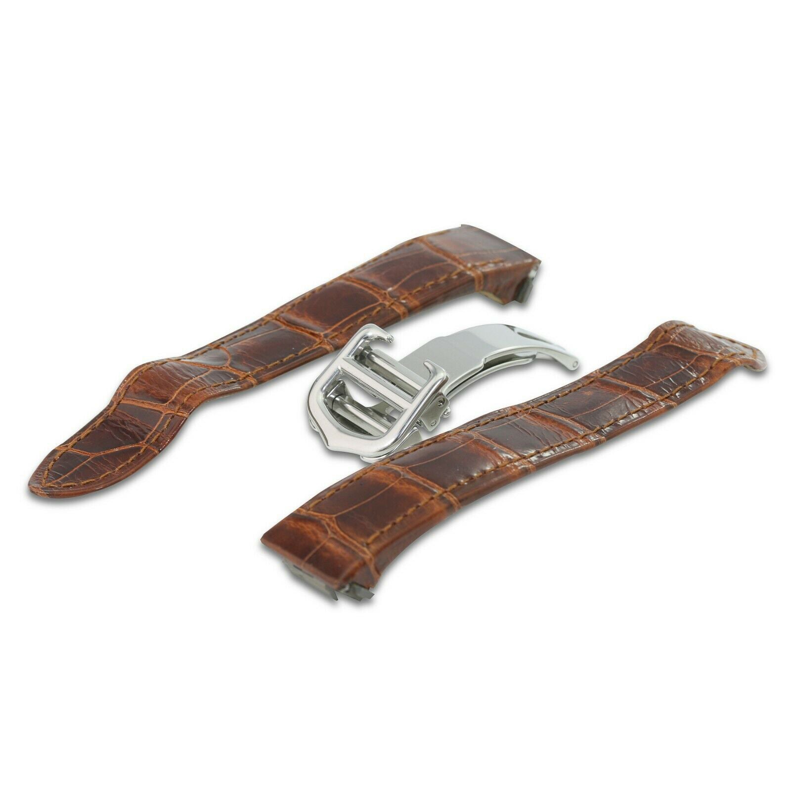 Original Cartier Roadster Brown Leather Ladies Strap w/ Deployment Buckle