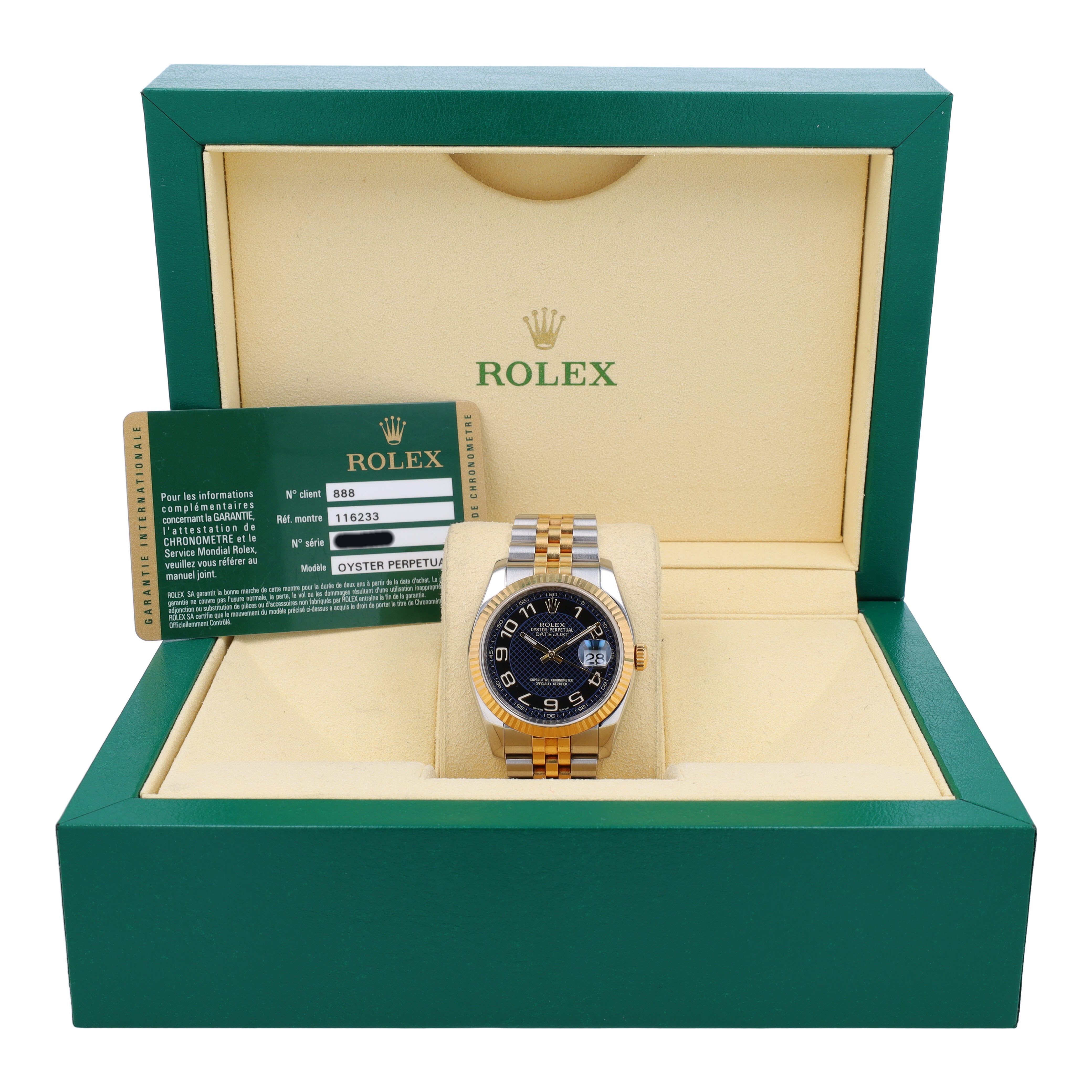 Rolex Datejust 36 116233 w/ Box & Cert YR:2010