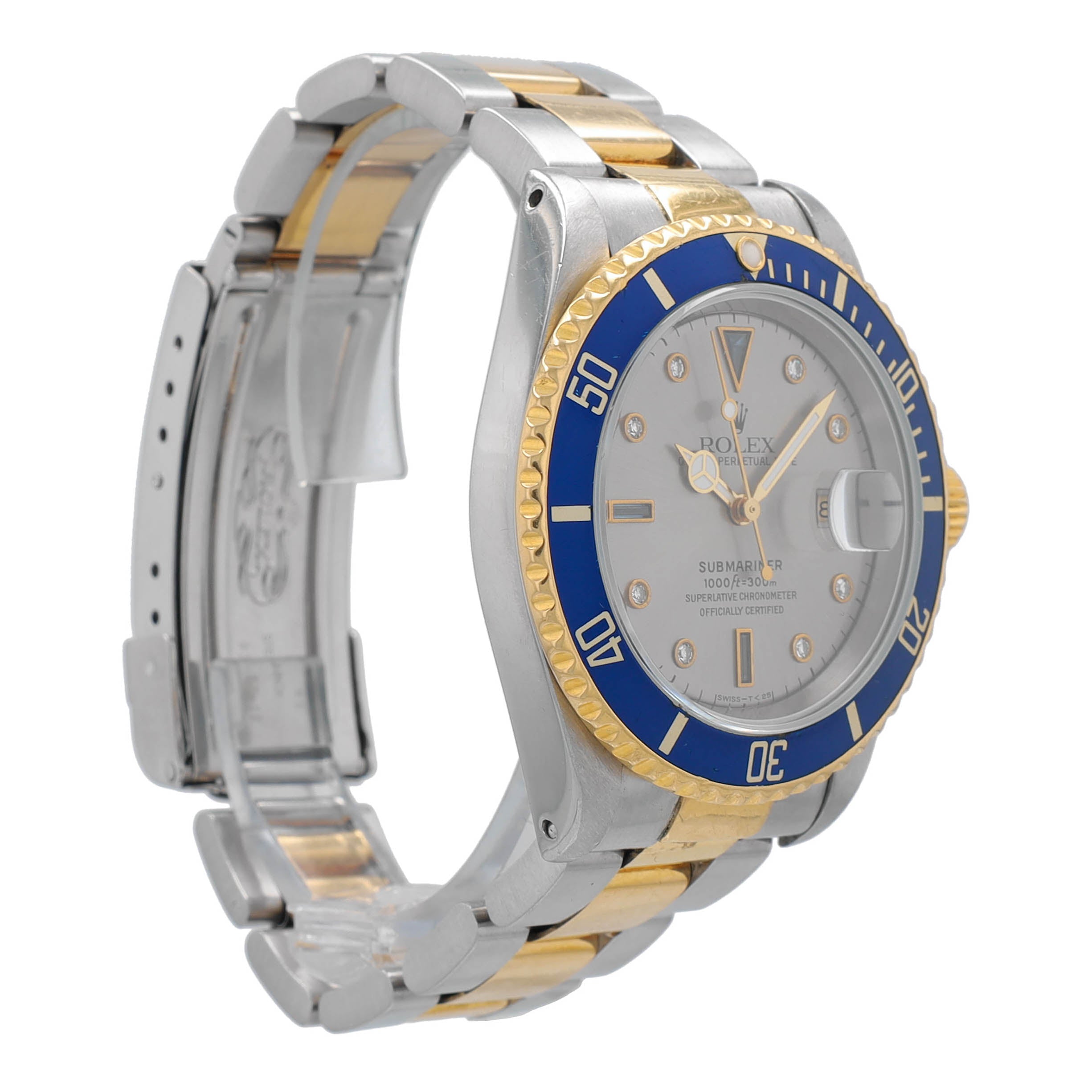 Rolex Submariner 16613 Grey Serti w/ Box & Paper YR:1996