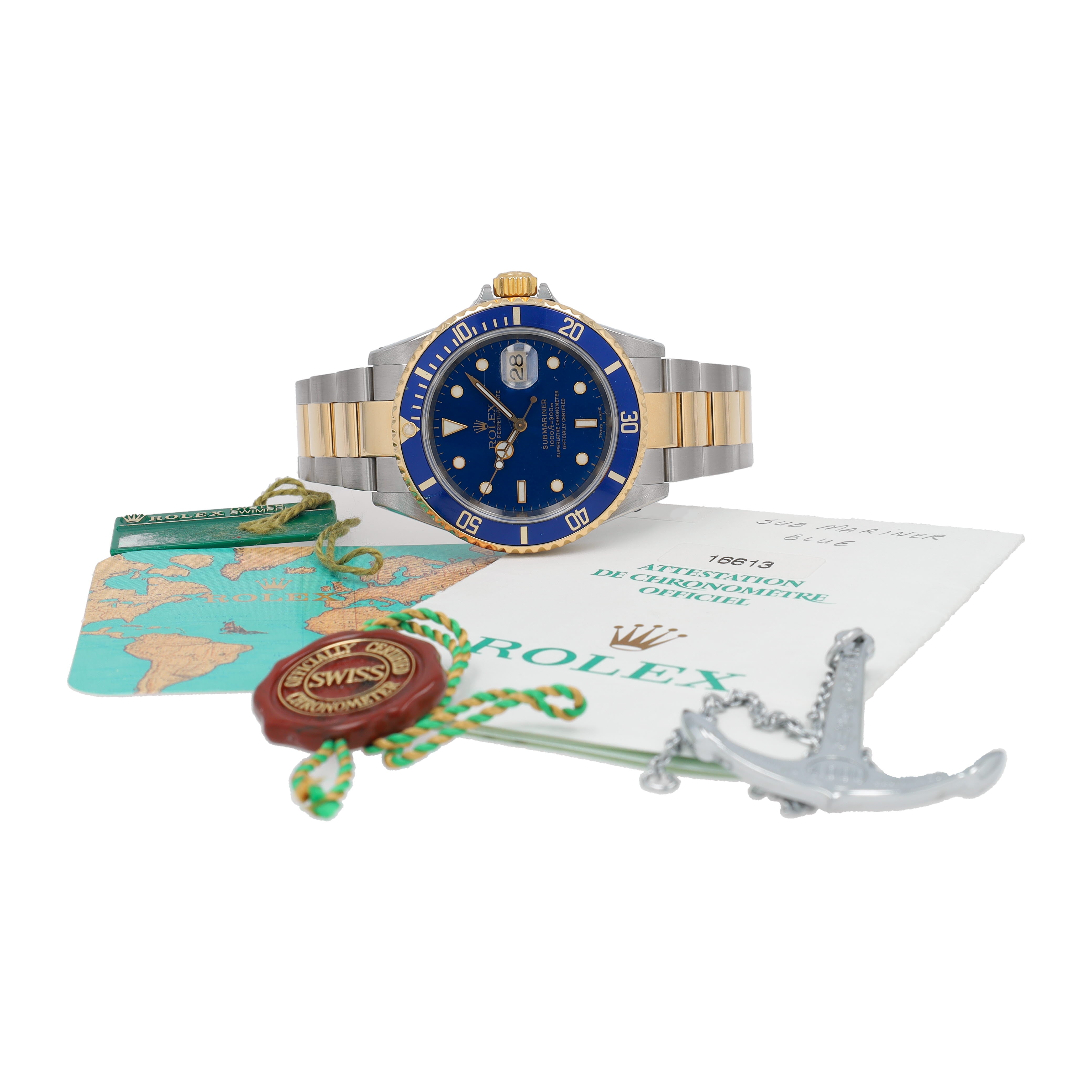 Rolex Submariner 16613 Blue w/ Box &Cert YR:2002