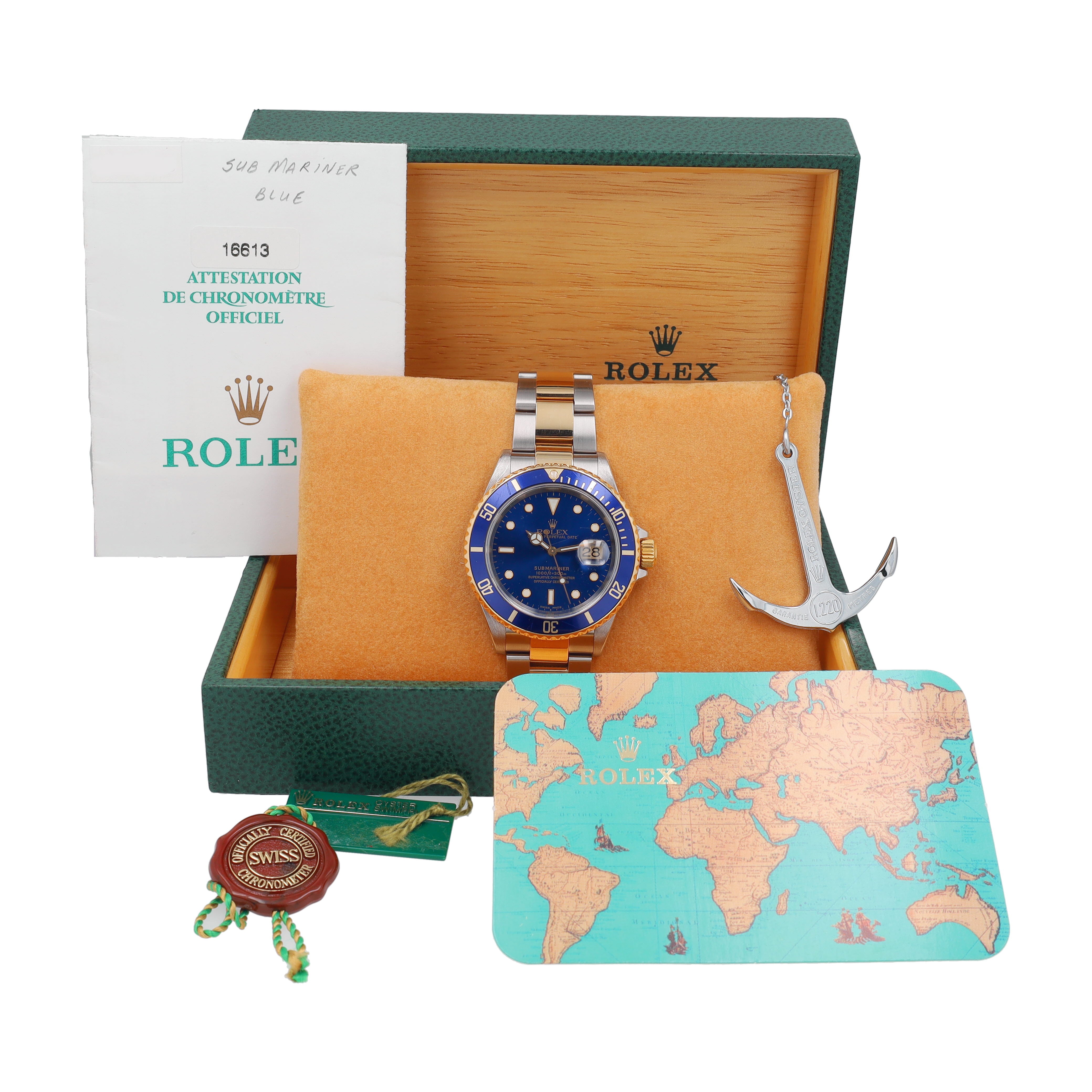 Rolex Submariner 16613 Blue w/ Box &Cert YR:2002