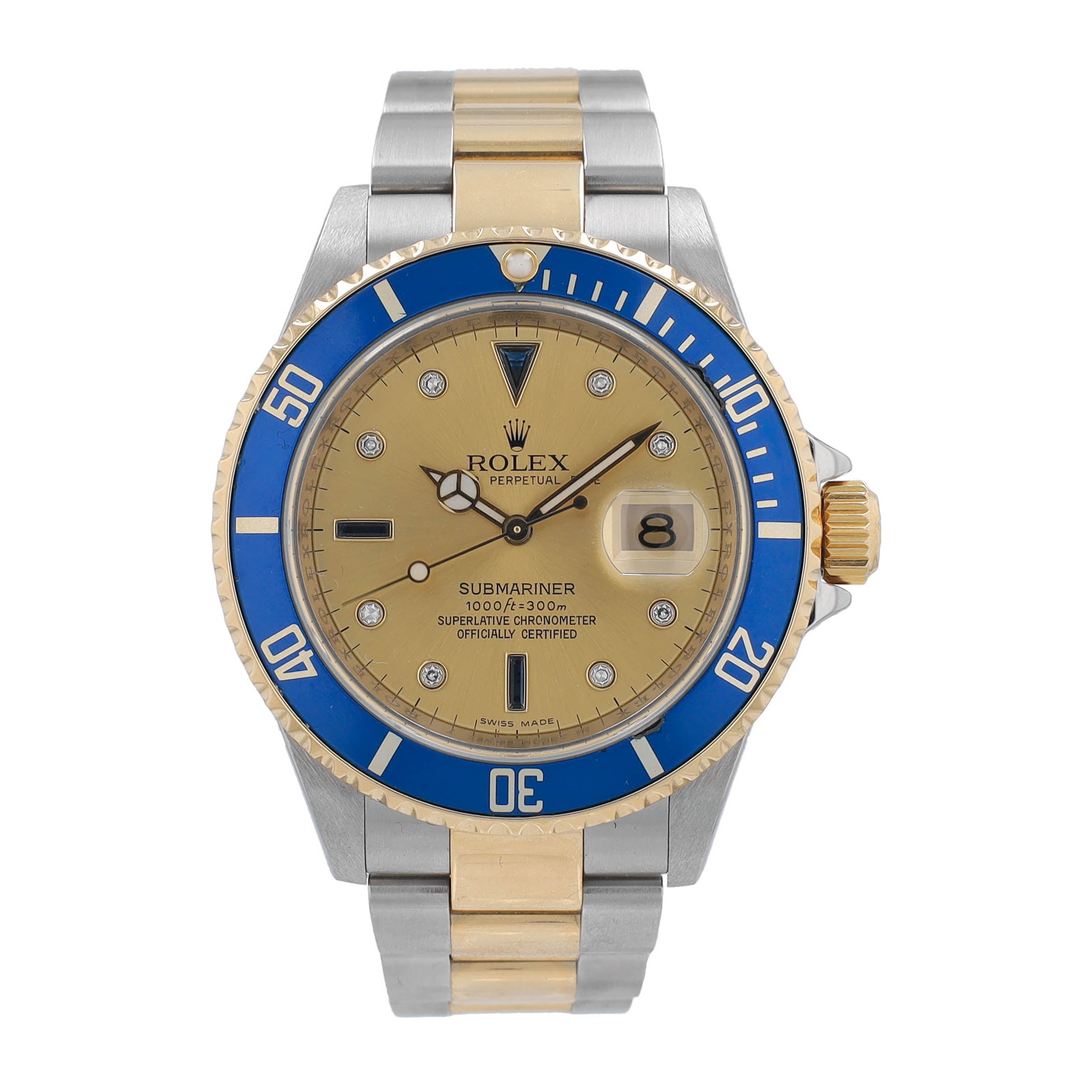 Rolex Submariner 16613 Champagne Serti w/ Box & Paper YR:2008