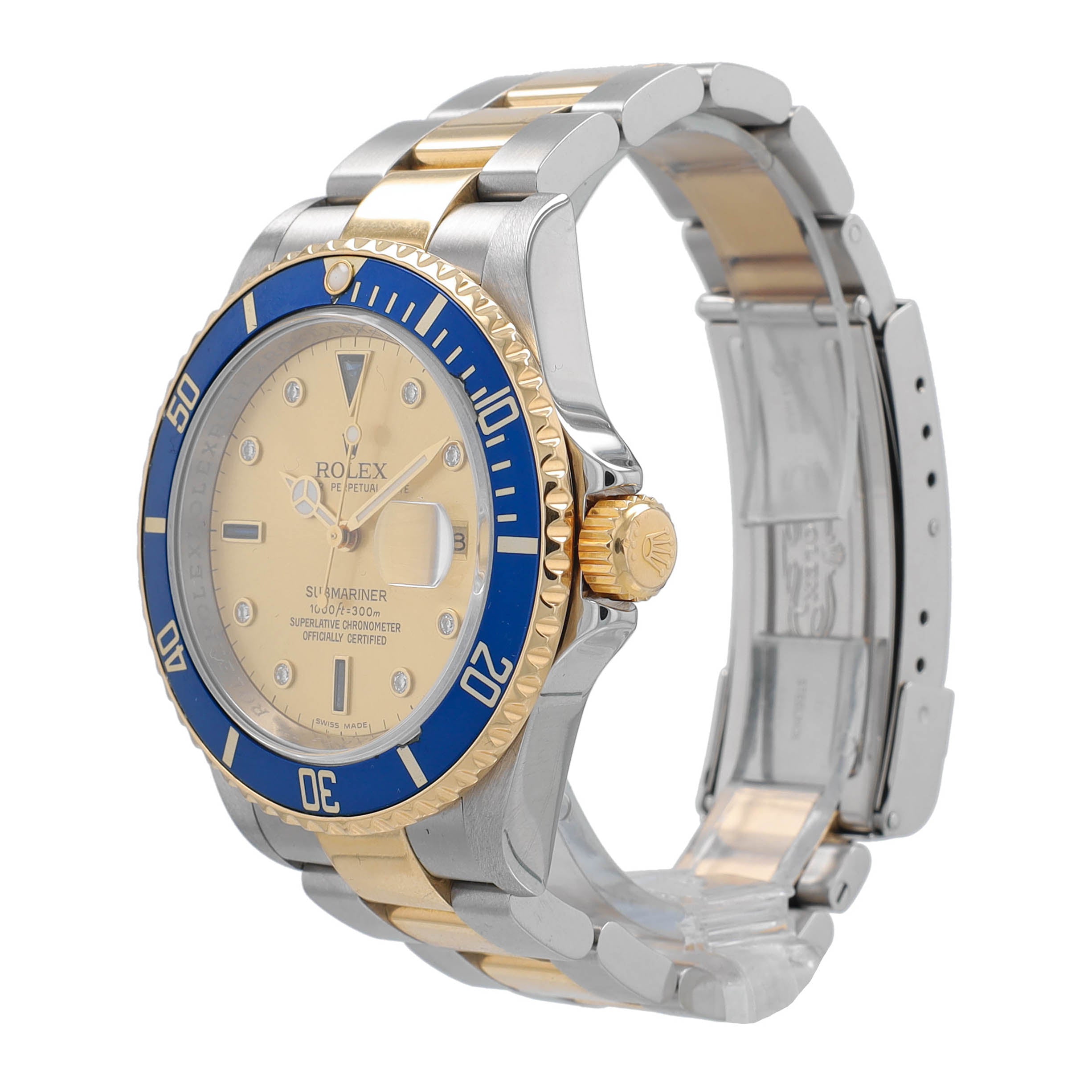 Rolex Submariner 16613 Champagne Serti w/ Box & Paper YR:2008