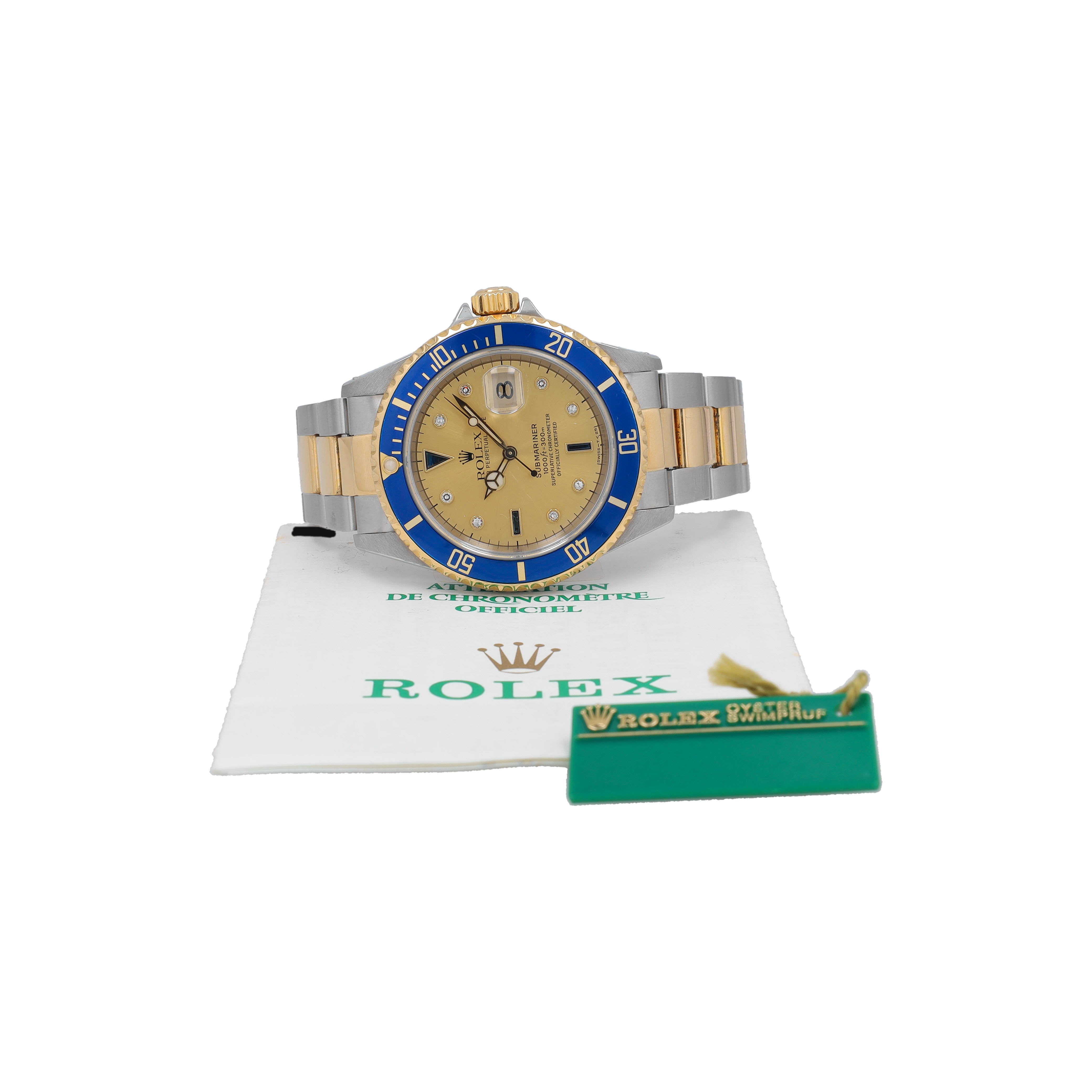 Rolex Submariner 16613 Champagne Serti w/ Box & Paper YR:1999