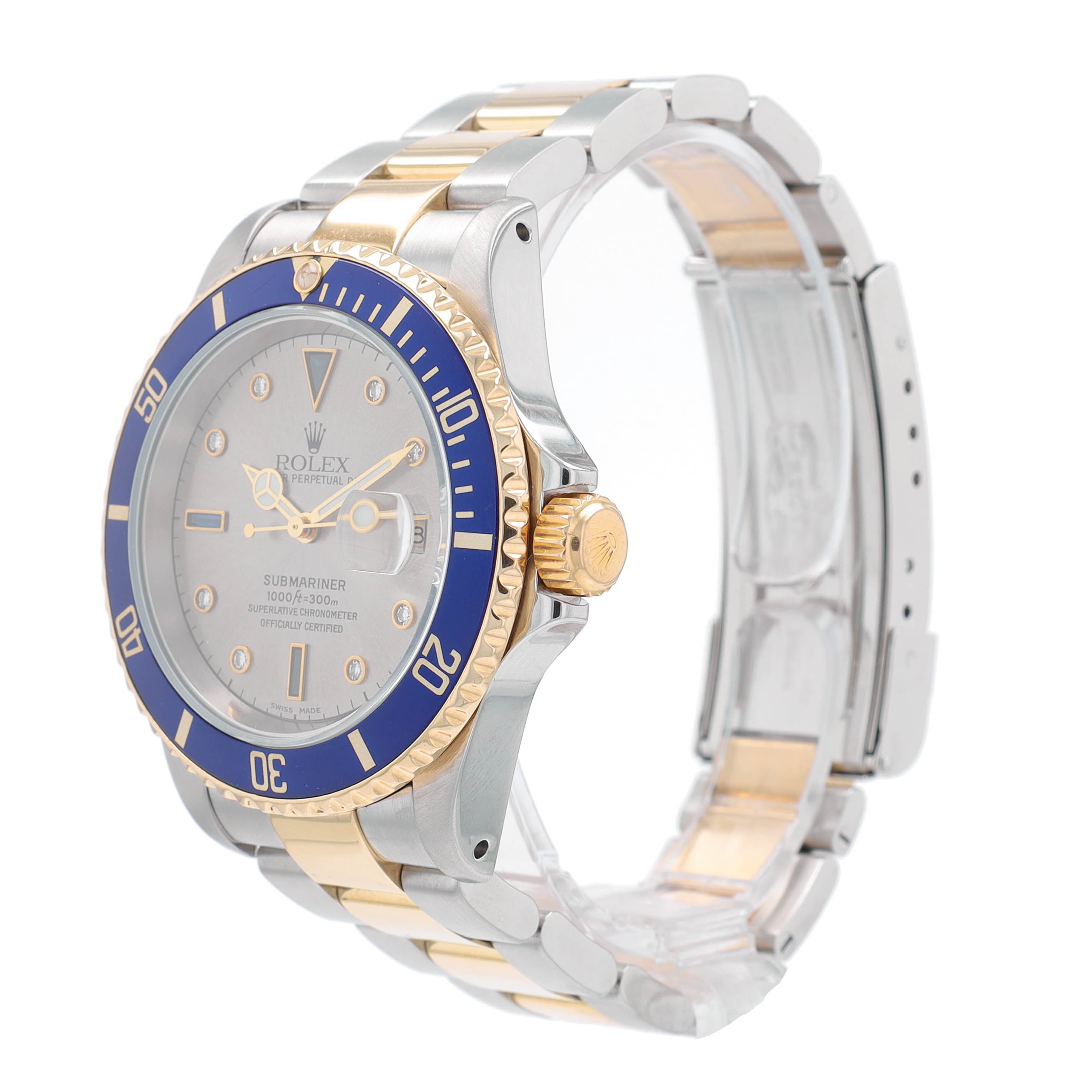 Rolex Submariner 16613 Grey Serti w/ Box & Paper YR:2000