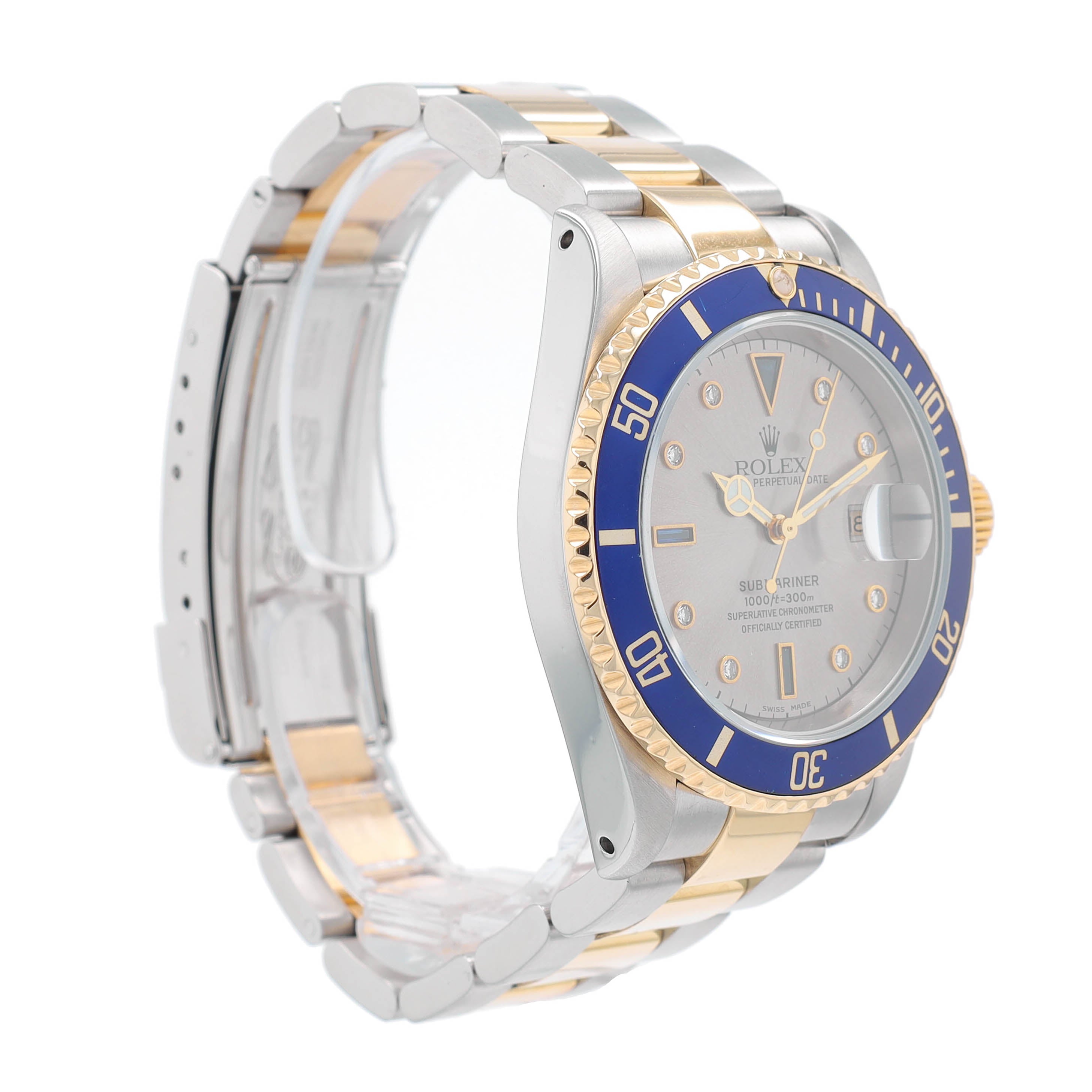 Rolex Submariner 16613 Grey Serti w/ Box & Paper YR:2000