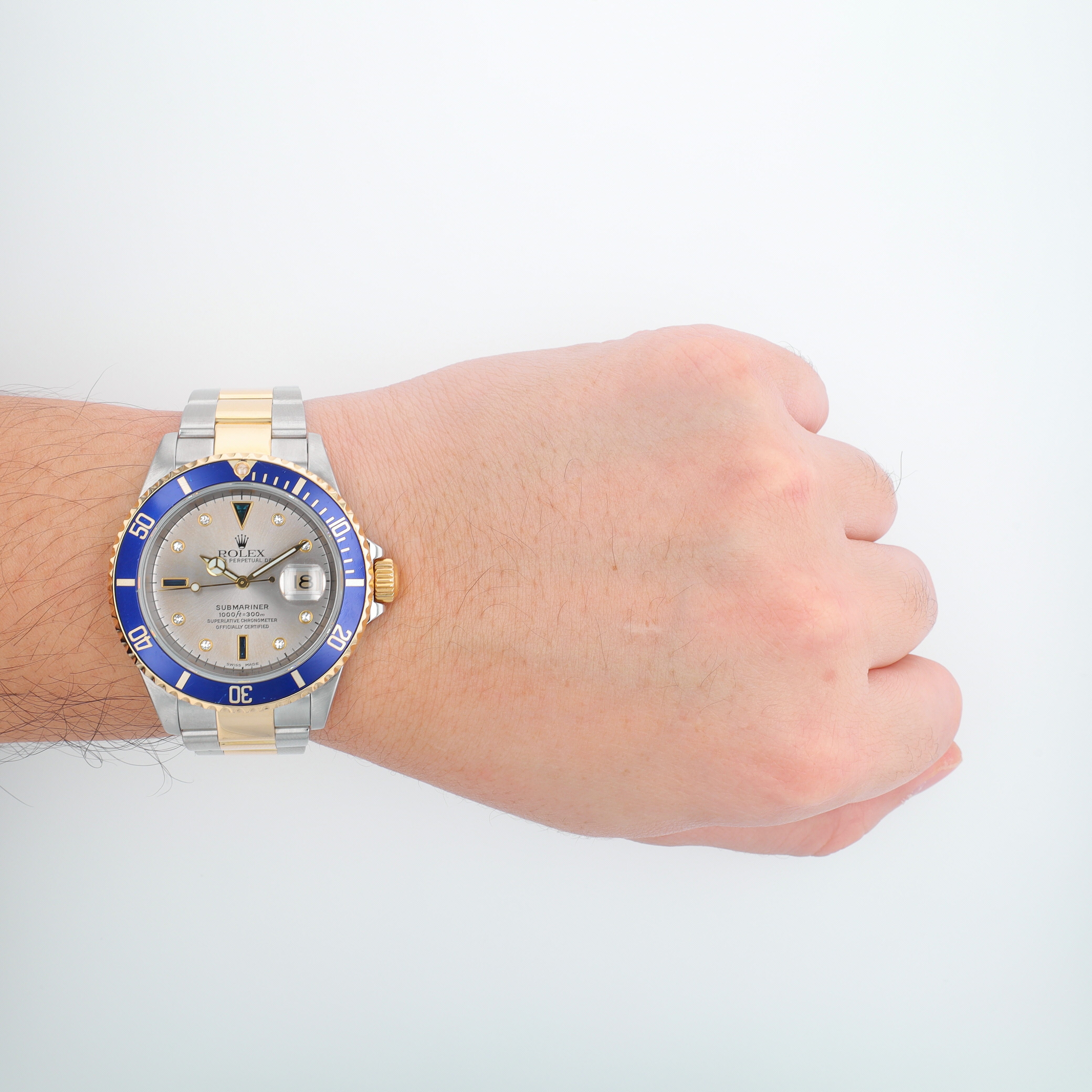 Rolex Submariner 16613 Grey Serti w/ Box & Paper YR:2000