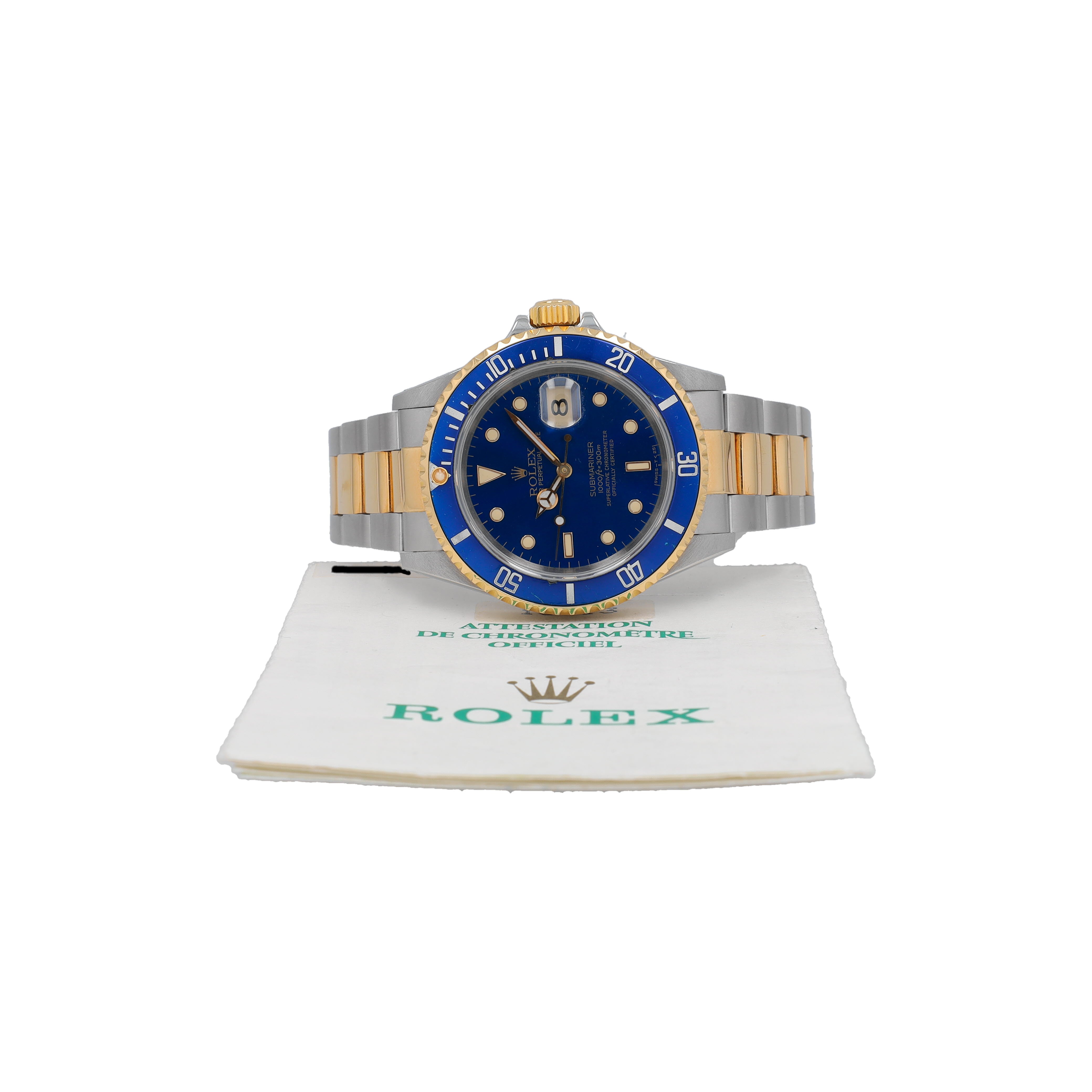 Rolex Submariner 16613 Blue w/ Box & Paper YR:1990