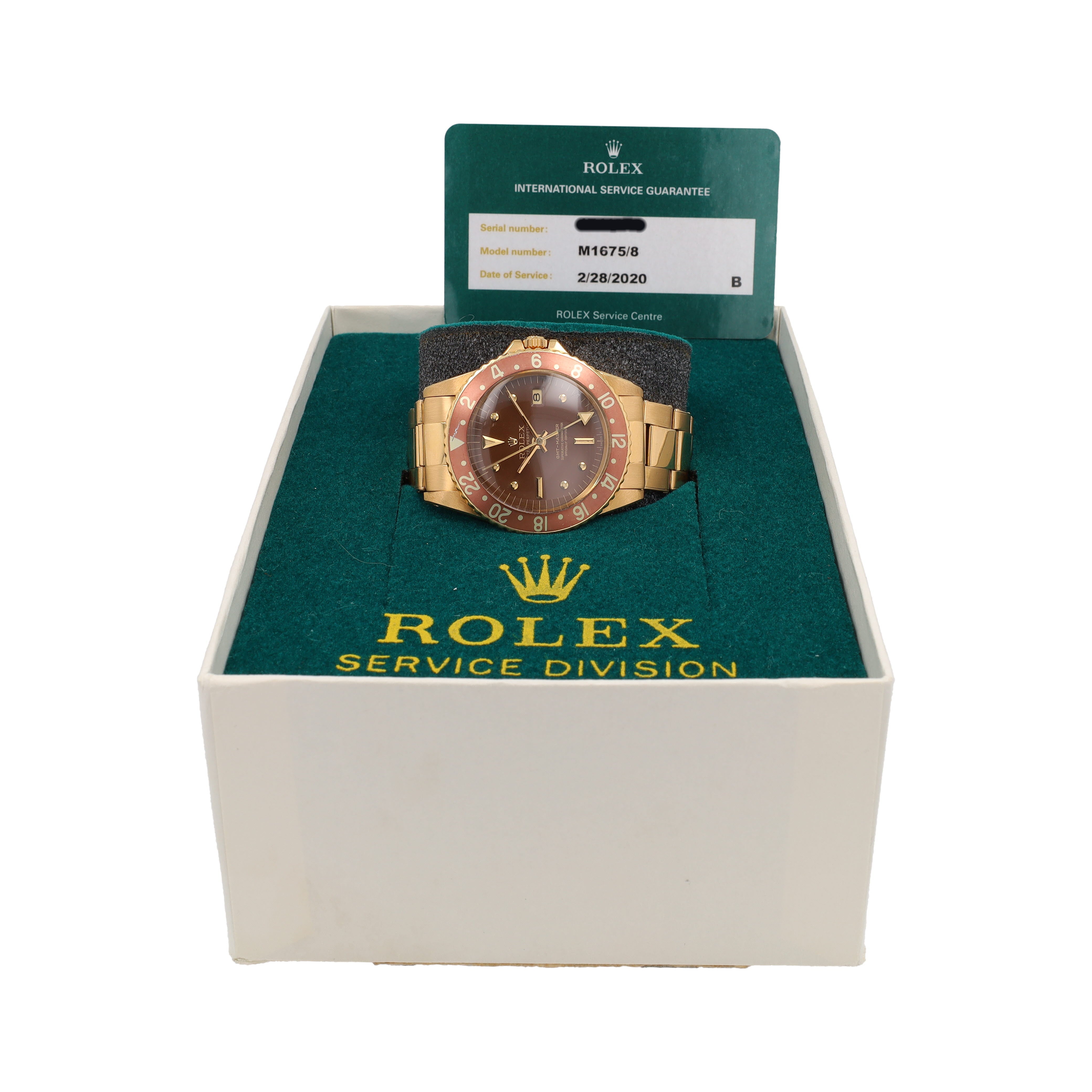 Rolex GMT-Master 1675 w/ Box & Service Card YR:1967